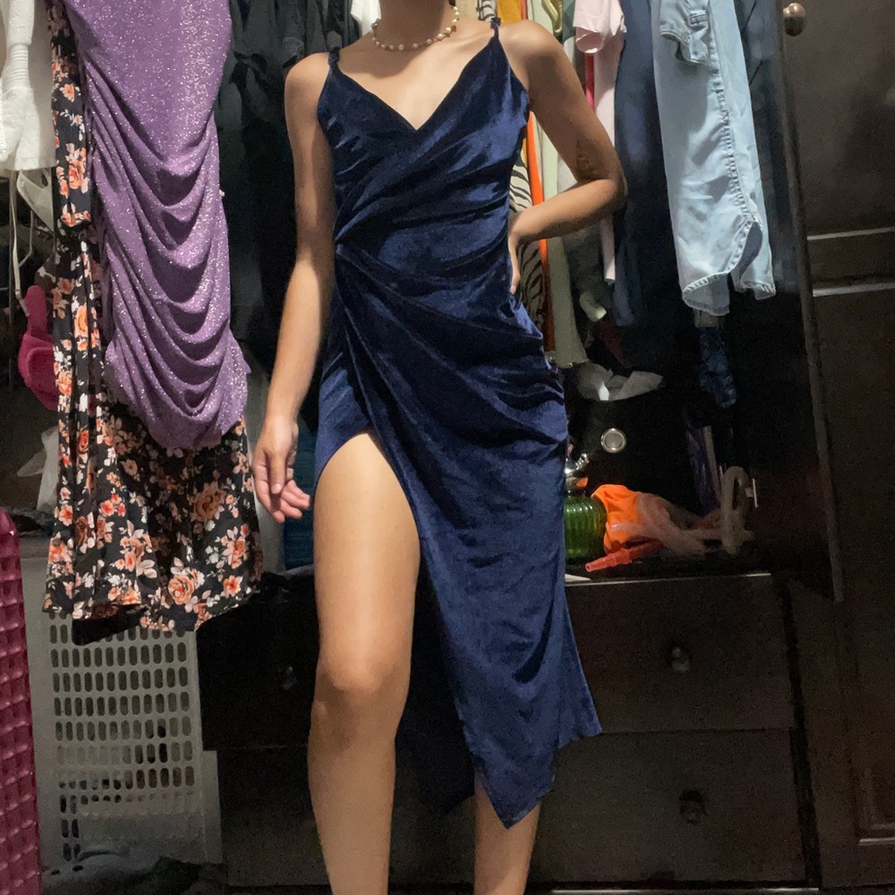 Velvet navy dress